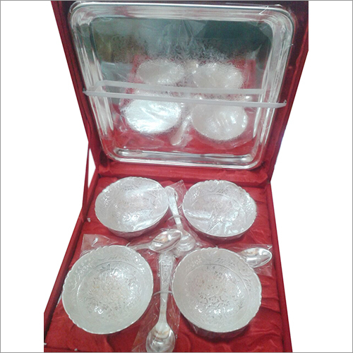 4 Bowl Spoon Tray Set Silver Plated