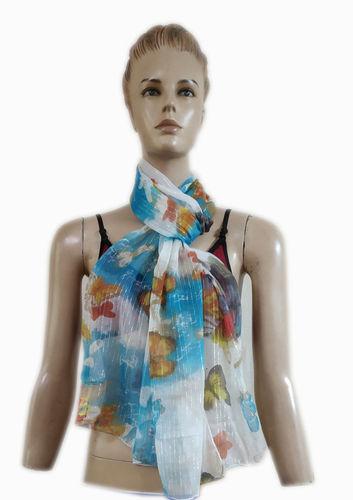 Multi Colour Printed Chiffon With Lurex Scarves