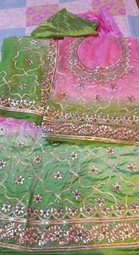 Pink And Green Designer Rajputi Suit