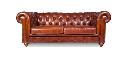 Chesterfield Rolled Arms With Back Leather Sofa