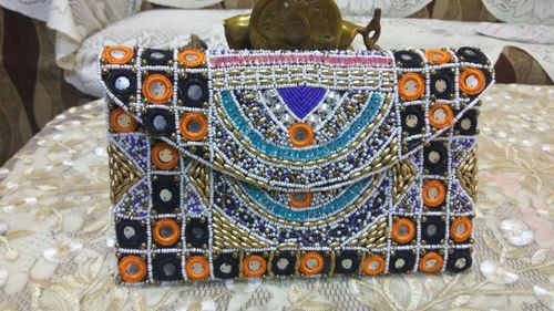 Multicolor Antique Beaded Clutch Bags