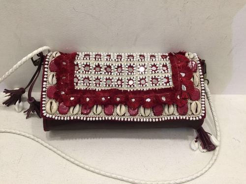 Cream And Red Ladies Sling Mirror Bag