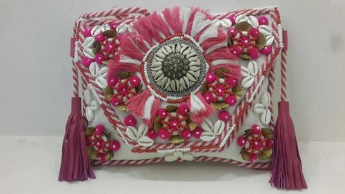 Multicolor Fringes Sling Bag With Shels