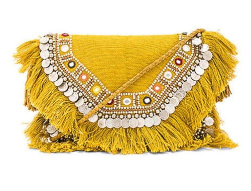 Yellow Ethnic Fringes Vintage Bag