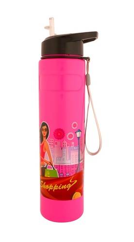 Sipper Bottle Pink - Plastic, 750ml, 25cm Height | Leakproof, Durable, Portable, Stylish, Easy-to-Clean Flip-Top Lid