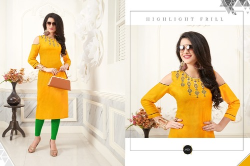 RAYON EMBROIDERED WORK FANCY KURTI