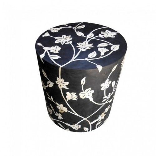 Floral Round shape bone inlay stool