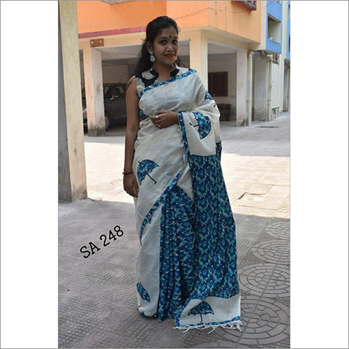 Applique on Cotton Saree