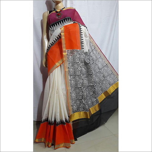 Kerala Cotton Block Print Saree