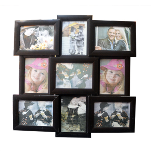 Collage Photo Frame - Wood, 2-6 Thickness, Rectangle Shape, Black Color | Wall Mounting, Painted Finish, Ideal for Small Photo Collections