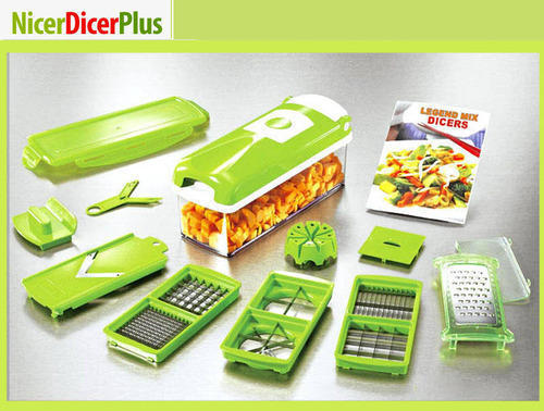 Nicer Dicer Plus - Stainless Steel Blades, 1.5 Liter Container | Multipurpose Manual Slicing, Dicing, and Chopping Tool with Airtight Locking Lid, Easy to Assemble and Dishwasher Safe