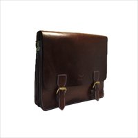 Vintage Leather Bag - 15 X 12 X 4 Inches | Full Grain Brown Leather, Messenger Style, Polyester Lining, Buckle Closure