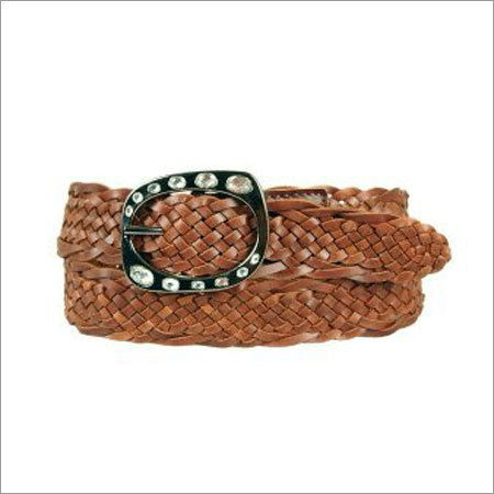 Ladies Braided Leather Belts - Leather Material Brass Buckle Brown Color | Designed for Male Wearers Perfect for Casual and Formal Attire