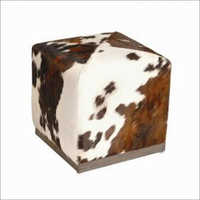 Square Leather Pouf