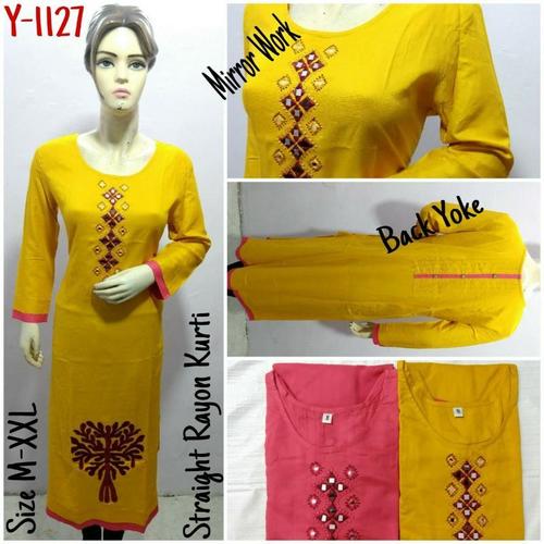 Rayon Mirror Work Kurti
