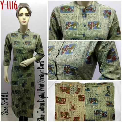 Cotton Printed Straight Kurti