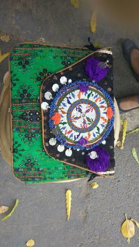 Green Color Banjara Ethnic Bags Design: Embroidered