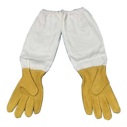 Bee Protection Gloves - Cotton Material, Long Sleeve 3-8 Inch Size, White and Yellow Color | Elastic Ends, Skin Friendly, Reusable