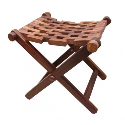 Hand carved solid wood compact size foldable stool