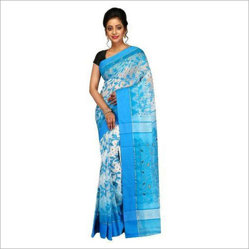 Ladies Womens Dhakai Jamdani Saree In Ikat Weave