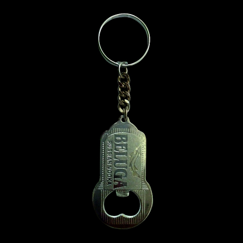 Bottle Opener with Key Chain (Beluga) - Metal, 5x2 cm, Silver Finish | Durable, Portable, Stylish, Engraving Possible