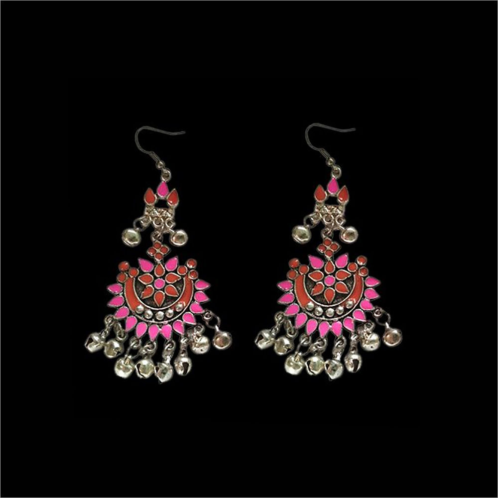 Earrings Colour German Silver Jhumka