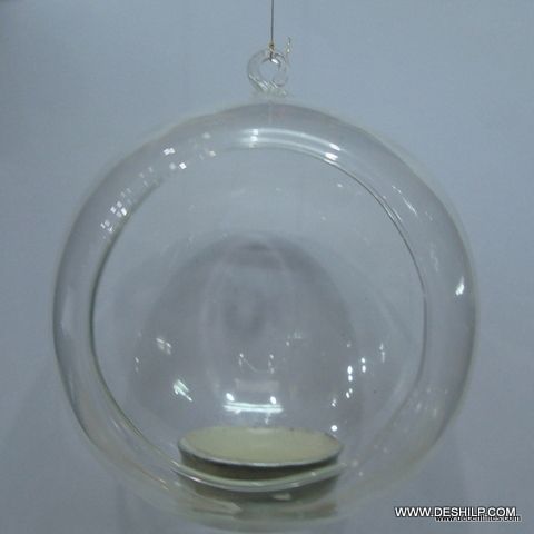 Tea Light Holder Glass Terrarium,Glass Clr Flower Hanging,Glass T-Light Hanging