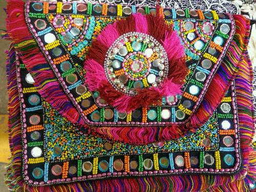 Indian Banjara Fabric Bag - Multi-Color Embroidered Design, Hand Length Handle, Customized Options Available