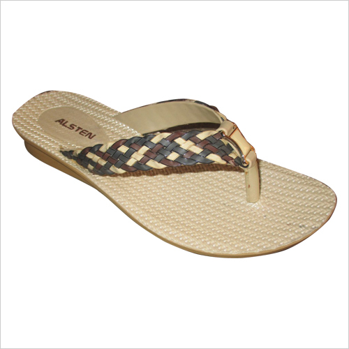 Cream And Brown Ladies Fancy Pu Sliper
