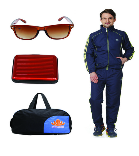 Polyester Mens Track Suit & Duffle Bag Combo