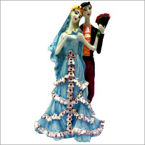 Couple Showpiece - Resin, 10 Inches, Blue | Elegant Design, Romantic Theme, Intricate Detailing