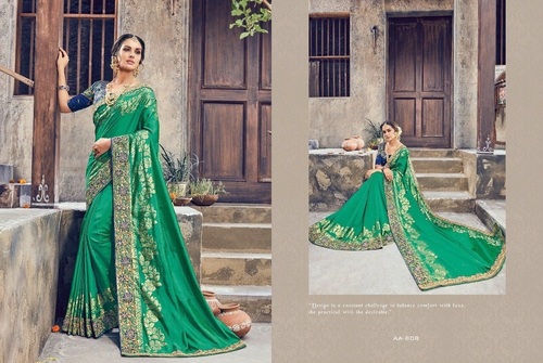Green Ethnic Fancy Silk Saree Wholesaler
