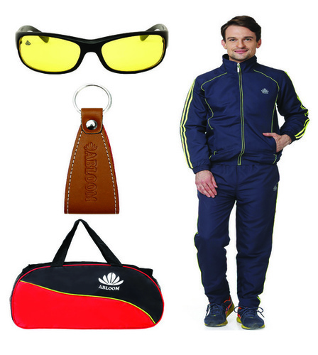 Mens Track suit & Duffle Bag Combo (nevy & green)