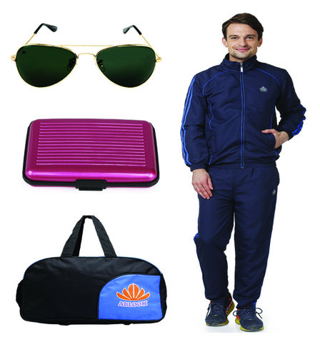 Mens Track suit & Duffle bag Combo (nevy&blue)