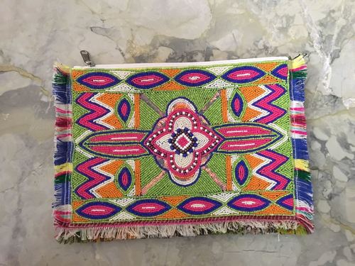 Multicolor Fancy Beaded Clutch Bag