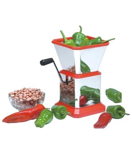 Steel Chilli Cutter - Stainless Steel, Multi-Chilli Slicing Design | Ideal for Hotel and Home Use, Minimizes Contact to Prevent Burning Sensation