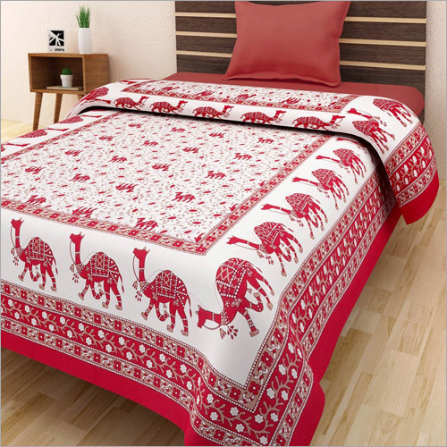 Camel Printed Single Bed Sheet