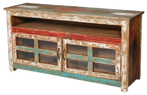 Reclaimed Wood Cabinet Storage Tv  Media Console Unit