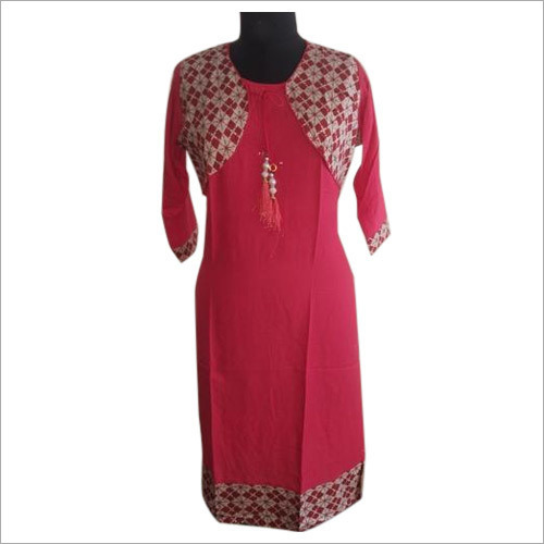 Ladies Printed Koti Kurti - Cotton, Free Size up to 40, Plain Pink Color | Anti UV, Quick Dry, Lightweight, Elegant Design