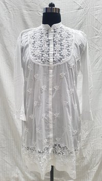 White Ladies Cotton Handmade Kurtis