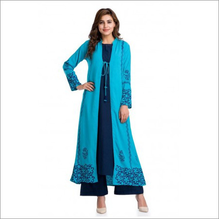 Cotton & Rayon Block Print Plazo Kurti