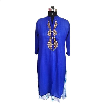 Cotton & Rayon Blue Georgette Kurti