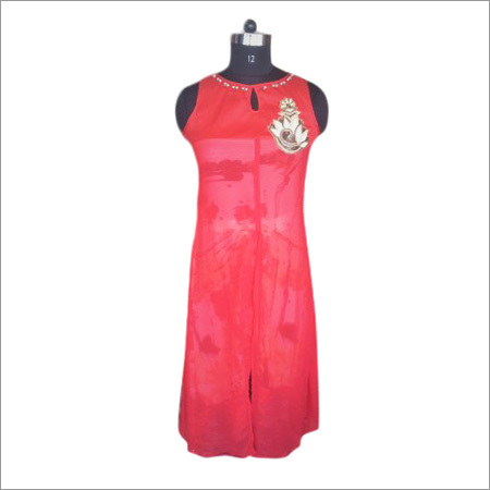 Cotton & Rayon Red Georgette Kurtis