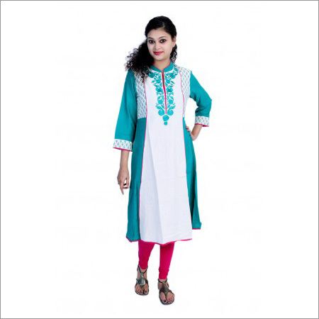 Cotton Designer Embroidery Kurtis