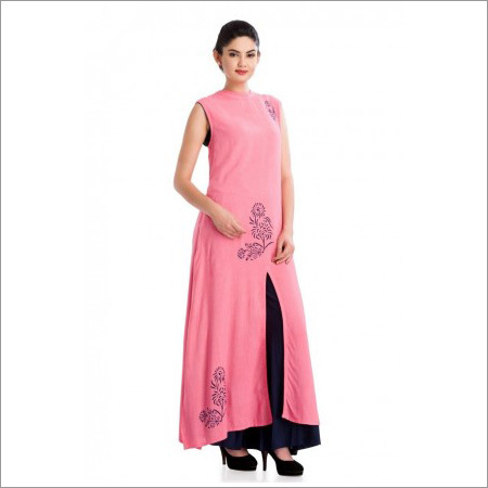 Cotton & Rayon Pink Kurti