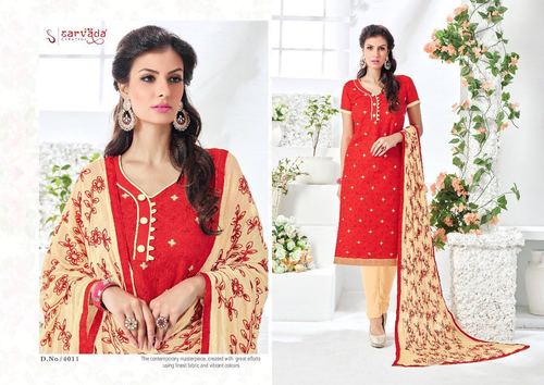 COTTON UNSTITCHED DRESS MATERIALS WITH EMBROIDARY WORK