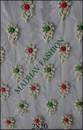 Embroidery thread work with mirror butta