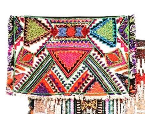Multicolor Embroidery And Beaded Clutch
