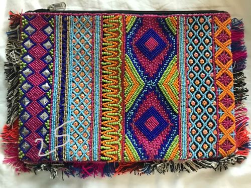 Multicolor Embroidered Hand Clutch With Beads