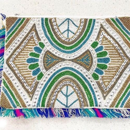 Hand Beaded Clutch - Multicolor Beaded Design | Customized Colors and Unique Patterns